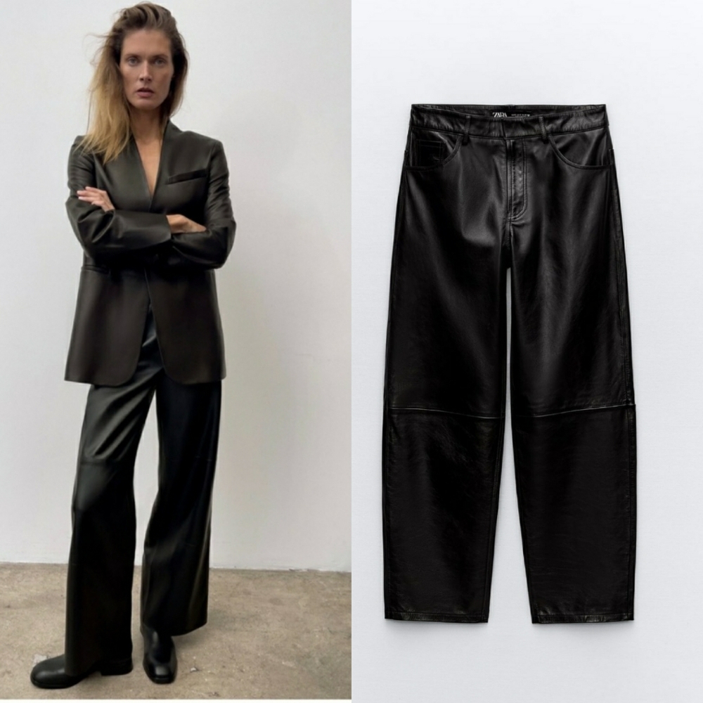Zara leather black pants size M New with tag